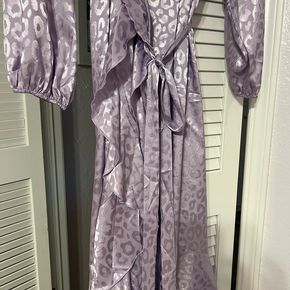 Shein lilac purple leopard print ruffle dress